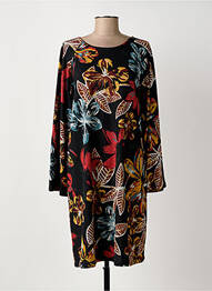 Rochie midi imprimeu floral mâneci lungi negru PALME femme