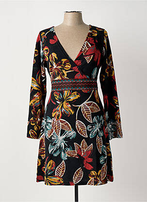 Rochie midi imprimeu floral mâneci lungi negru PALME femeie