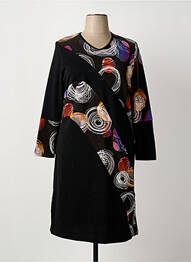Rochie midi imprimeu fantezie mâneci lungi negru IMPULSION femme