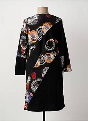 Rochie midi imprimeu fantezie mâneci lungi negru IMPULSION femeie
