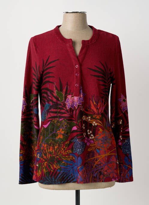 Tricou imprimeu fantezie mâneci lungi roșu PALME femme