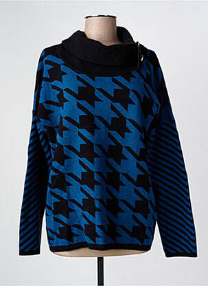 Pulover cu guler înalt albastru MARBLE femeie