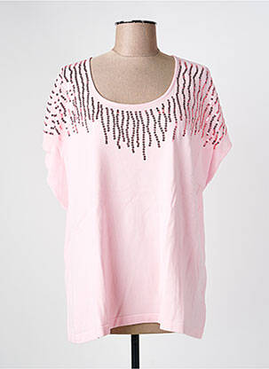 Top elasticitate mâneci scurte roz MARBLE femme