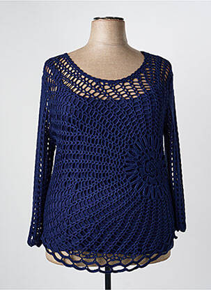 Pulover tunică albastru MARBLE femeie