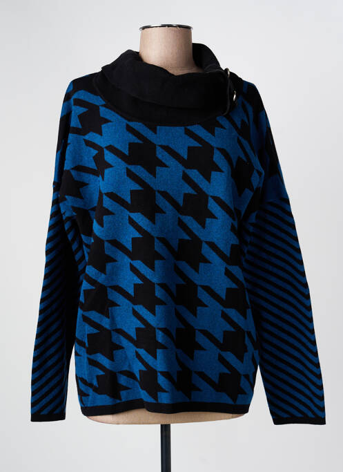 Pulover cu guler înalt albastru MARBLE femeie