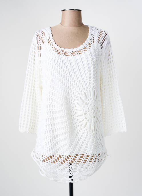 Pulover tunică alb MARBLE femeie