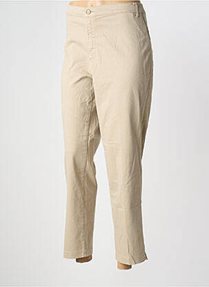 Pantalon 7/8 talie cu cleme mărime normală bej WALTRON femeie
