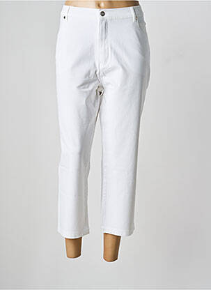 Pantalon 7/8 închidere cu fermoar sub clapetă cu nasturi alb MARBLE femeie