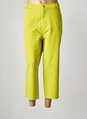 Pantalon 7/8 închidere cu fermoar sub clapetă cu nasturi verde MARBLE femeie