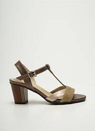 Sandale/pantofi decupați material neted toc de 7 la 9 cm maro DORKING femme
