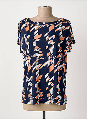 Tricou imprimeu fantezie mâneci scurte albastru MARBLE femme