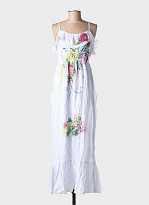 Rochie lungă imprimeu floral bretele subțiri alb DY DESIGN femeie