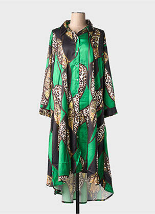 Rochie midi croială fluidă mâneci lungi verde BUBBLEE femeie