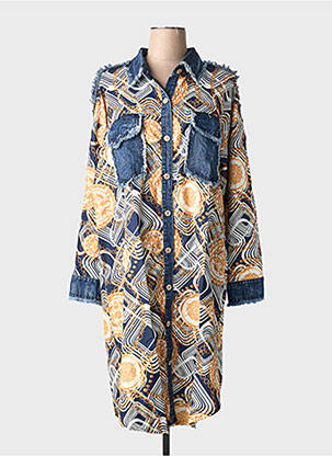 Rochie midi mâneci lungi mâneci lungi albastru BUBBLEE femeie