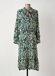 Rochie midi imprimeu fantezie mâneci lungi verde ROSA FASHION femme