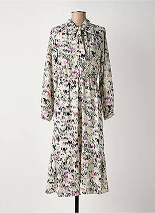 Rochie midi imprimeu fantezie mâneci lungi gri ROSA FASHION femme