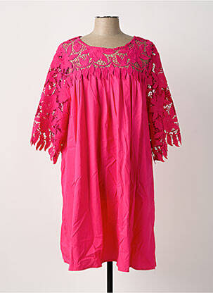 Rochie midi mâneci 3/4 mâneci 3/4 roz BUBBLEE femeie