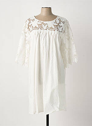 Rochie midi guler rotund mâneci 3/4 alb BUBBLEE femme