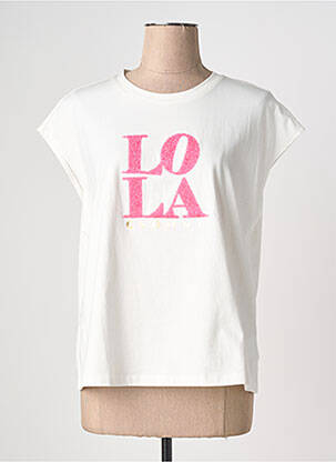 Tricou serigrafie mâneci scurte alb LOLA CASADEMUNT femeie