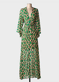 Rochie lungă imprimeu fantezie mâneci 3/4 verde LOLA CASADEMUNT femeie