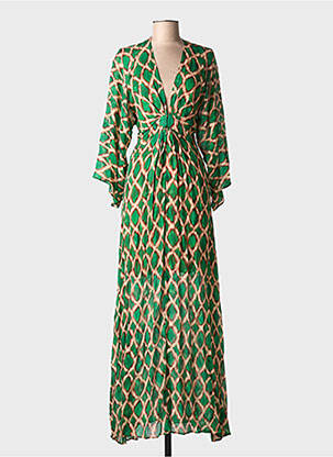 Rochie lungă imprimeu fantezie mâneci 3/4 verde LOLA CASADEMUNT femme