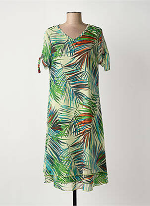 Rochie midi imprimeu fantezie mâneci scurte verde MCM femeie