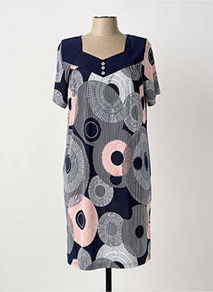 Rochie midi imprimeu fantezie mâneci scurte albastru OMC femeie