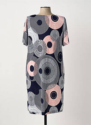 Rochie midi imprimeu fantezie mâneci scurte albastru OMC femeie