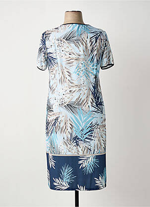 Rochie midi imprimeu fantezie mâneci scurte albastru OMC femeie