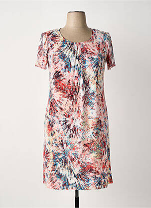 Rochie midi imprimeu fantezie mâneci scurte roz OMC femeie