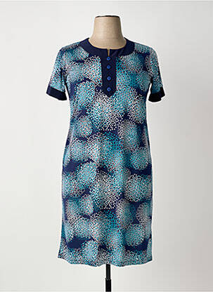 Rochie midi imprimeu fantezie mâneci scurte albastru OMC femeie
