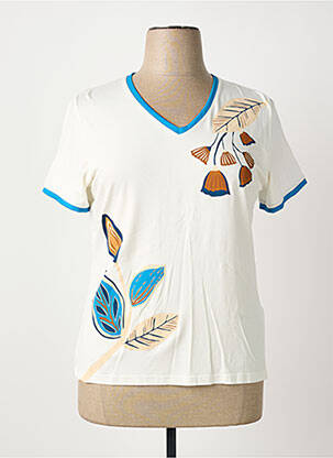 Tricou serigrafie flockată mâneci scurte alb IMPULSION femeie