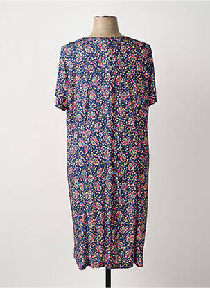Rochie midi imprimeu floral mâneci scurte albastru IMPULSION femeie