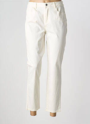 Pantalon 7/8 închidere cu fermoar sub clapetă cu nasturi alb ANANKE femeie