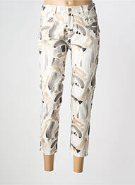 Pantalon 7/8 țesătură poplin mărime normală bej ANNA MONTANA femme