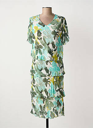 Rochie midi imprimeu floral mâneci scurte verde FRANK WALDER femeie