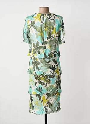 Rochie midi imprimeu floral mâneci scurte verde FRANK WALDER femeie
