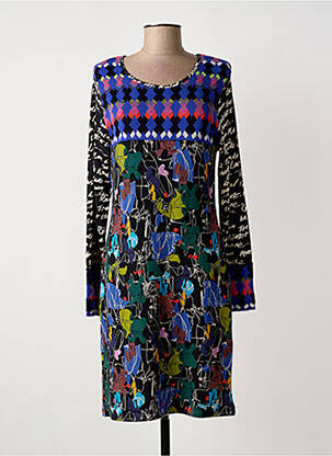 Rochie midi imprimeu fantezie mâneci lungi negru OLIVIER PHILIPS femeie