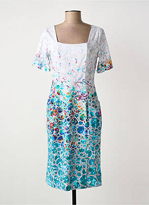 Rochie midi imprimeu fantezie mâneci scurte albastru DOLCEZZA femme