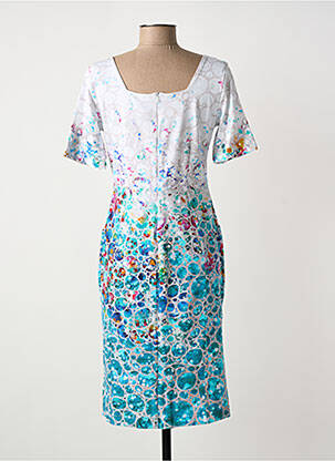 Rochie midi imprimeu fantezie mâneci scurte albastru DOLCEZZA femeie