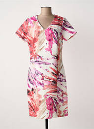 Rochie midi imprimeu fantezie mâneci scurte roz GREGORY PAT femme