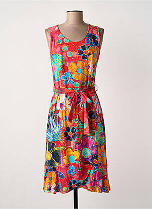 Rochie midi imprimeu floral fără mâneci roșu DOLCEZZA femme