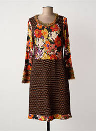 Rochie midi imprimeu floral mâneci lungi negru OLIVIER PHILIPS femeie
