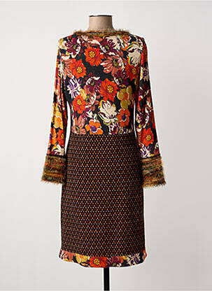 Rochie midi imprimeu floral mâneci lungi negru OLIVIER PHILIPS femeie