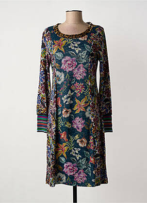 Rochie midi imprimeu floral mâneci lungi albastru OLIVIER PHILIPS femeie