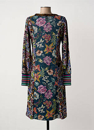 Rochie midi imprimeu floral mâneci lungi albastru OLIVIER PHILIPS femeie