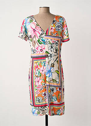 Rochie midi imprimeu floral mâneci scurte portocalie GREGORY PAT femeie