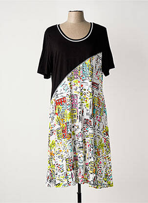 Rochie midi imprimeu fantezie mâneci scurte negru DOLCEZZA femeie