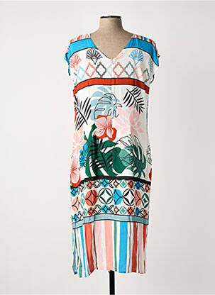Rochie midi imprimeu floral mâneci scurte alb GUY DUBOUIS femeie