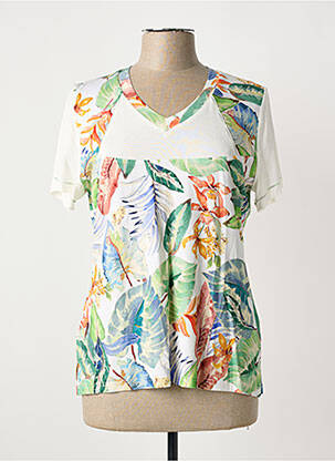 Tricou guler în v mâneci scurte verde GUY DUBOUIS femme